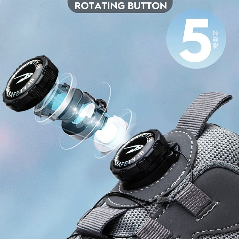 Men’s Rotating Button Safety Shoes – Anti-Smash & Anti-Puncture